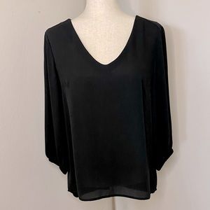 New York & Company Black V-Neck long Sleeve Blouse